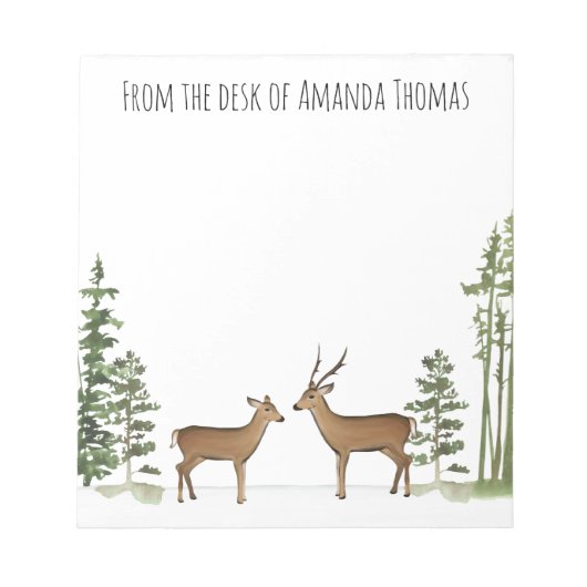 Wasserfarbenfrohe Waldhirsche Notizblock (Vorderseite)