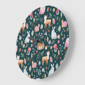 Wasserfarbenfrohe Waldkindermuster Große Wanduhr (Winkel)