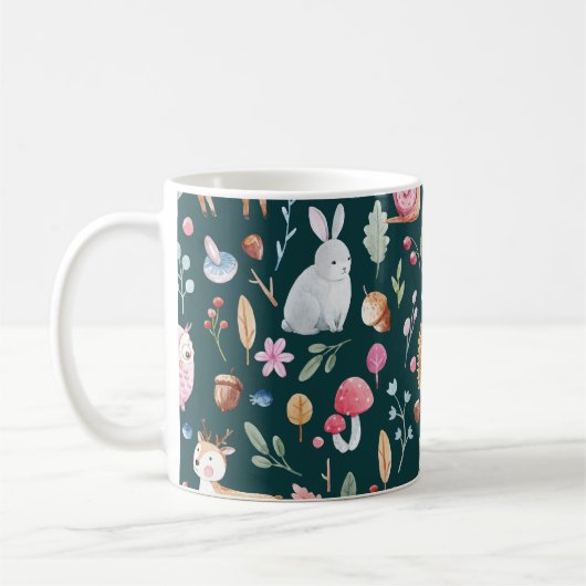 Wasserfarbenfrohe Waldkindermuster Kaffeetasse (Links)