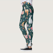 Wasserfarbenfrohe Waldkindermuster Leggings (Links)