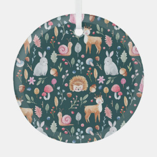 Wasserfarbenfrohe Waldkindermuster Ornament Aus Glas