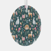 Wasserfarbenfrohe Waldkindermuster Ornament Aus Glas (Vorderseite Rechts)