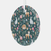 Wasserfarbenfrohe Waldkindermuster Ornament Aus Glas (Vorderseite links)