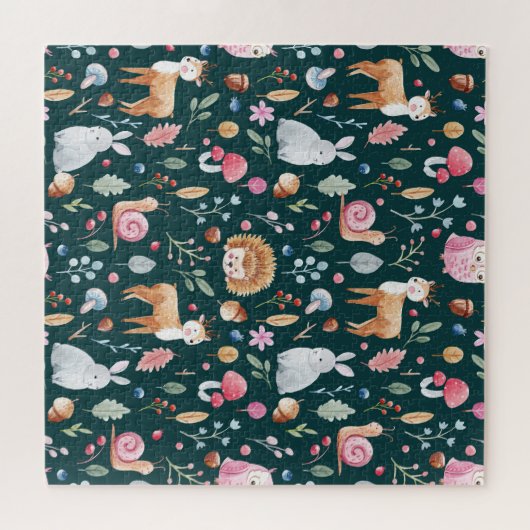 Wasserfarbenfrohe Waldkindermuster Puzzle (Horizontal)