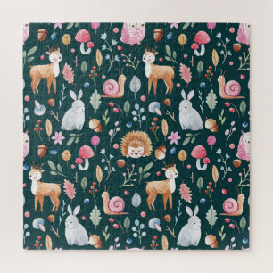 Wasserfarbenfrohe Waldkindermuster Puzzle