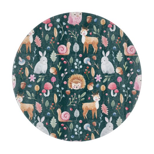 Wasserfarbenfrohe Waldkindermuster Schneidebrett (Vorderseite)