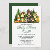 Wasserfarbenfrohe Waldtiere Baumdusche per Post Einladung (Vorne/Hinten)