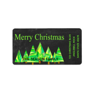 Wasserfarbenfrohe Weihnachtsbäume Adresse Adressaufkleber