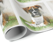 Wasserfarbenfrohe Welpenhündin auf Gras Geschenkpapier (Rolleneckpunkt)