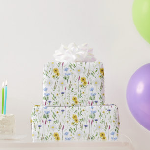 Wasserfarbenfrohe Wildblumenmuster Geschenkpapier