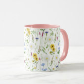 Wasserfarbenfrohe Wildblumenmuster Tasse (VorderseiteRechts)
