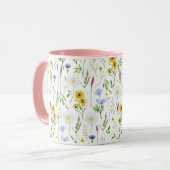 Wasserfarbenfrohe Wildblumenmuster Tasse (Vorderseite Links)