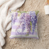 Wasserfarbenfrohe Wisteria lila entrippt Kissen (Decke)