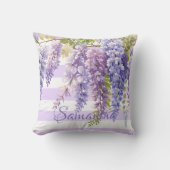 Wasserfarbenfrohe Wisteria lila entrippt Kissen (Vorderseite)