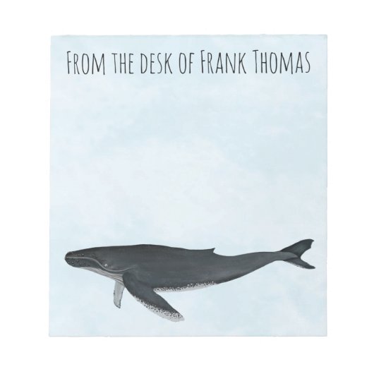 Wasserfarbenfroher, individueller Humpbackwal Notizblock (Vorderseite)