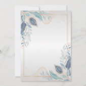 Wasserfarbenfroher Pfauenfederhalter Empfang Einladung (Rückseite)