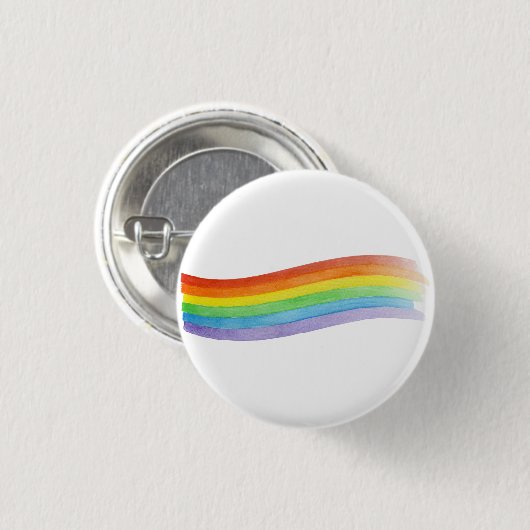 Wasserfarbenfroher Regenbogen Button (Vorne & Hinten)