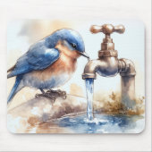 Wasserfarbenfroher Vogel mit Wasserhahn Mousepad (Vorne)
