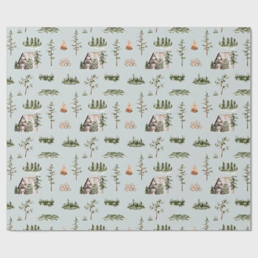 Wasserfarbenfroher Wald Nahtloses Muster Geschenkpapier (Flach)