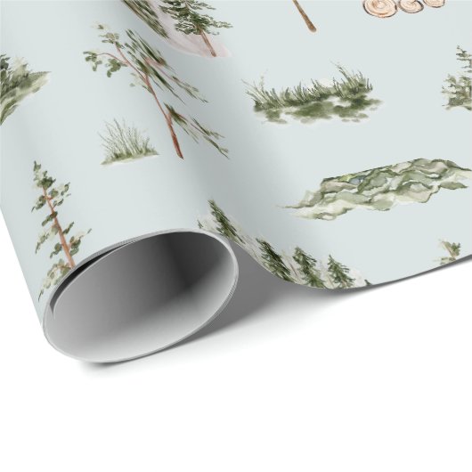 Wasserfarbenfroher Wald Nahtloses Muster Geschenkpapier (Rolleneckpunkt)