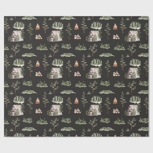 Wasserfarbenfroher Wald Nahtloses Muster Geschenkpapier (Flach)