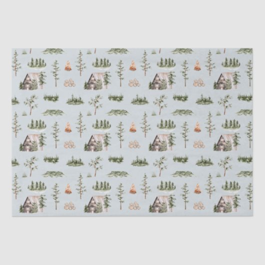 Wasserfarbenfroher Wald Nahtloses Muster Seidenpapier (Vorderseite)