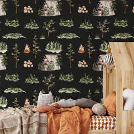 Wasserfarbenfroher Wald Nahtloses Muster Tapete