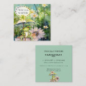 Wasserfarbenfrosch Regenschirm Aquamarin Quadratische Visitenkarte (Vorne/Hinten)