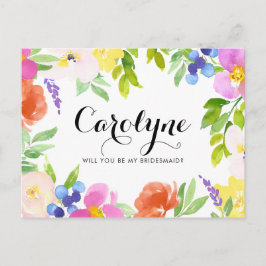 Wasserfarbenfrühlingsblüten werden meine Brautjung Einladungspostkarte