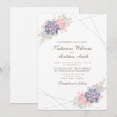 Wasserfarbenfrühlingsscculents Wedding Einladung (Vorne/Hinten)