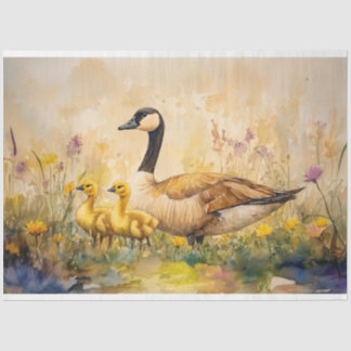 Wasserfarbengans und Goslings Frühlingsdekoupage Seidenpapier