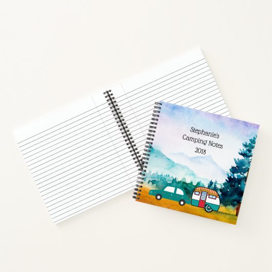 Wasserfarbengebirge Auto- und Teardrop Camper Notizblock (Innenseite)