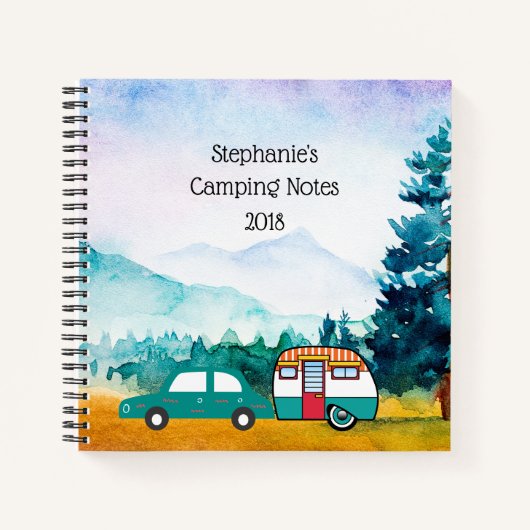 Wasserfarbengebirge Auto- und Teardrop Camper Notizblock (Vorderseite)