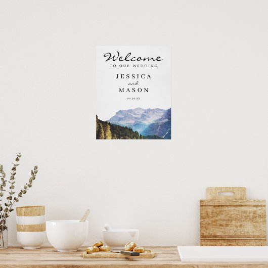 Wasserfarbengebirge - Begrüßungszeichen Poster (Küche)