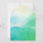 Wasserfarbengebirge Blaue grüne goldene Lichter Einladung (Rückseite)