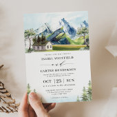 Wasserfarbengebirge Boho Forest Wedding Einladung
