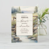 Wasserfarbengebirge Brautparty Einladung (Stehend Vorderseite)