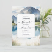 Wasserfarbengebirge Brautparty Einladung (Stehend Vorderseite)