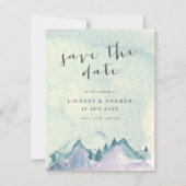 Wasserfarbengebirge, die Hochzeit spart das Datum Einladung (Vorderseite)