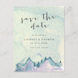 Wasserfarbengebirge, die Hochzeit spart das Datum Einladung