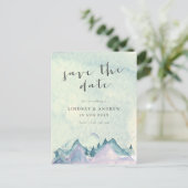 Wasserfarbengebirge, die Hochzeit spart das Datum Postkarte (Stehend Vorderseite)