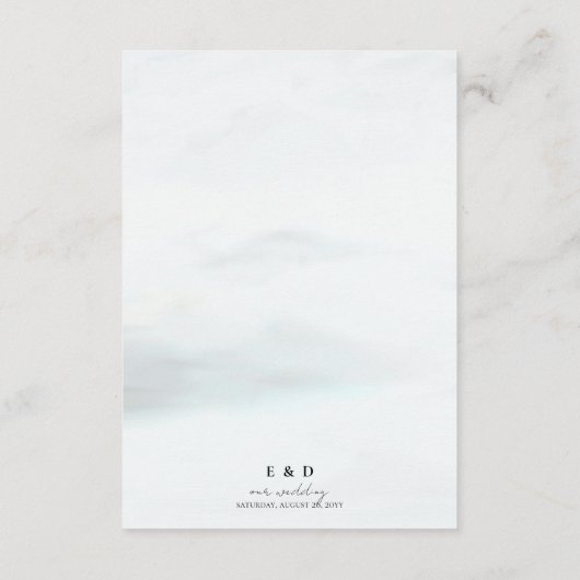 Wasserfarbengebirge Dusty Blue Rustic Wedding Begleitkarte (Rückseite)