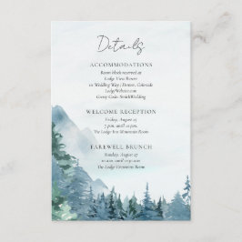 Wasserfarbengebirge Dusty Blue Rustic Wedding Begleitkarte