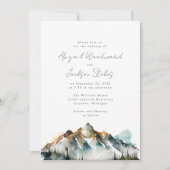 Wasserfarbengebirge Hochzeit im Evergreen Forest Einladung (Vorderseite)