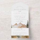 Wasserfarbengebirge Hochzeit in einer Einladung (Innen Boden)