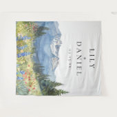 Wasserfarbengebirge Hochzeitskabine Foto Hintergru Wandteppich (Vorderseite (Horizontal))