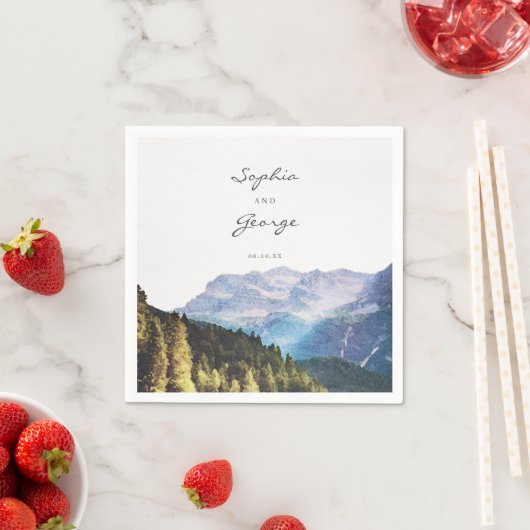 Wasserfarbengebirge Hochzeitspass Napkin Cocktail Serviette (Beispiel)