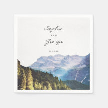 Wasserfarbengebirge Hochzeitspass Napkin Cocktail