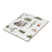 Wasserfarbengebirge Kabine Wald Nahtloses Muster Fliese (Seite)