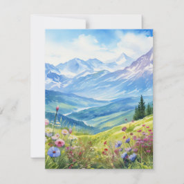 Wasserfarbengebirge Landschaft Hintergrund Mitteilungskarte